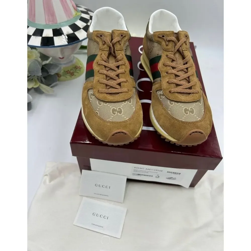 Men's Gucci re motion, canvas and suede sneakers size 9, made in Italy